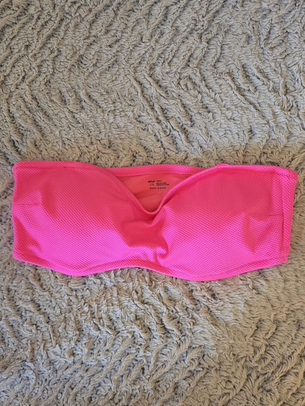 Aerie Hot Pink Strapless Bandeau Swim Top